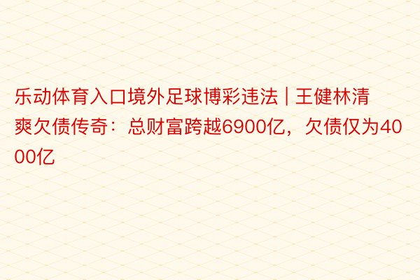 乐动体育入口境外足球博彩违法 | 王健林清爽欠债传奇：总财富跨越6900亿，欠债仅为4000亿