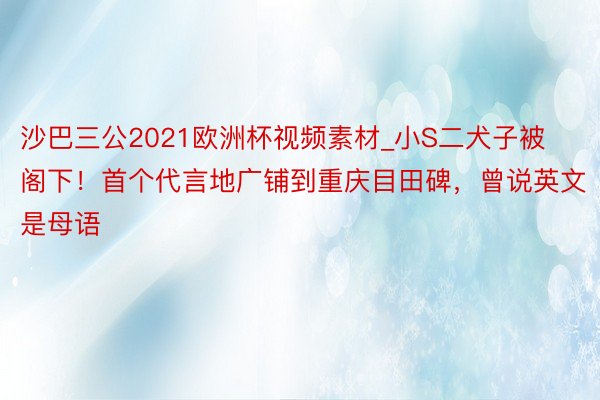 沙巴三公2021欧洲杯视频素材_小S二犬子被阁下！首个代言地广铺到重庆目田碑，曾说英文是母语